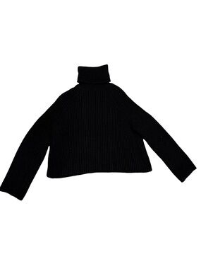 Priceless Black Ribbed Oversized Turtleneck Sweater